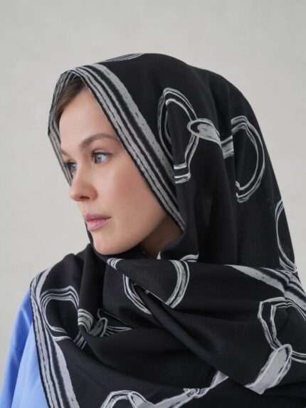 Dark Blue Belt Viskon Şal