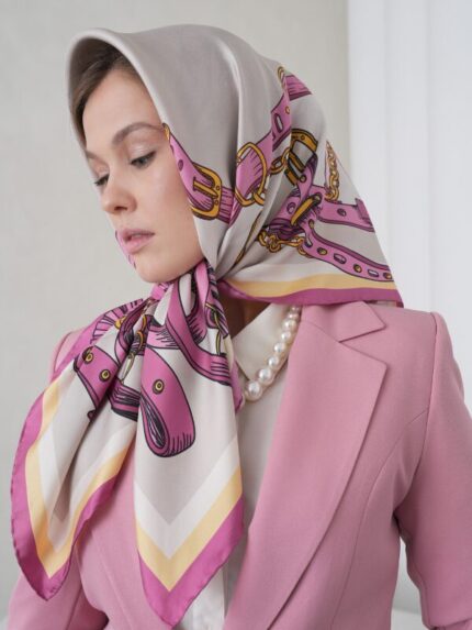 Pink Royal Kare İpek Eşarp